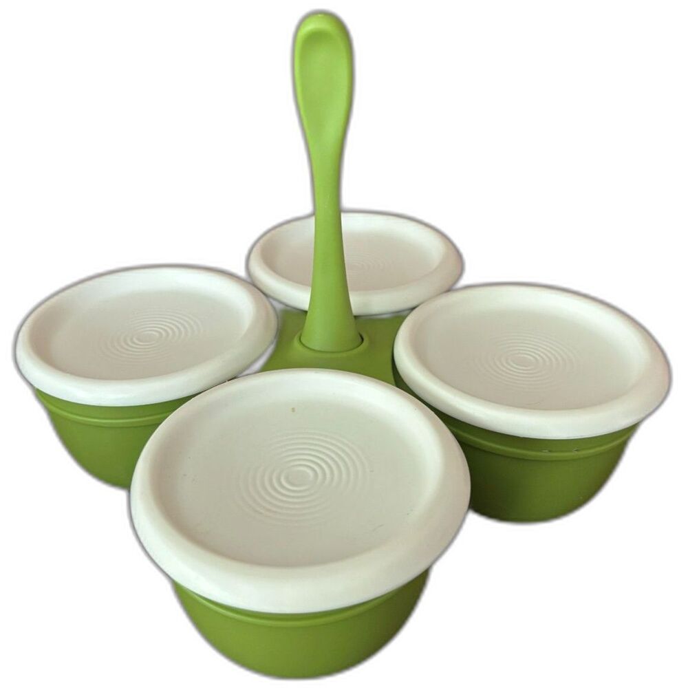 Tupperware Blossom Condimate Set Lime Green 4 Bowls with Lid